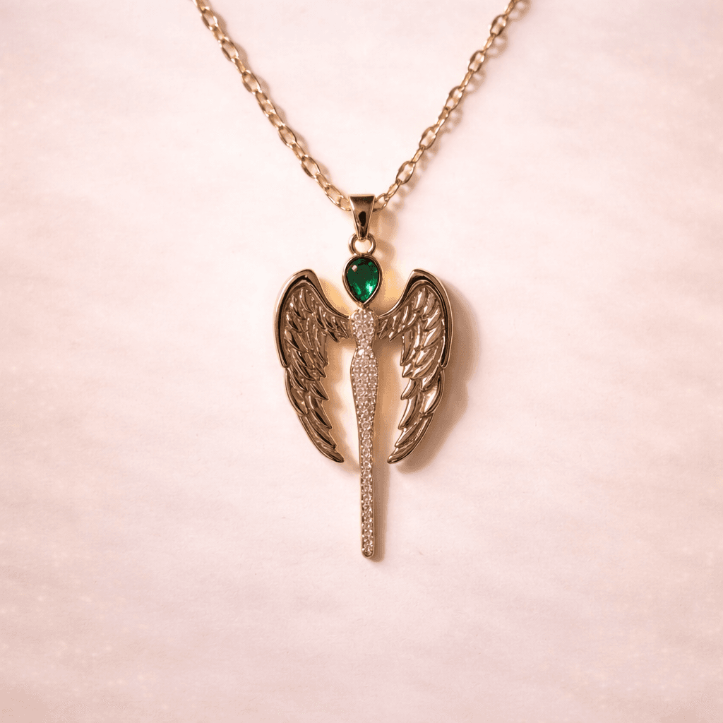 Emerald Guardian Angel Necklace