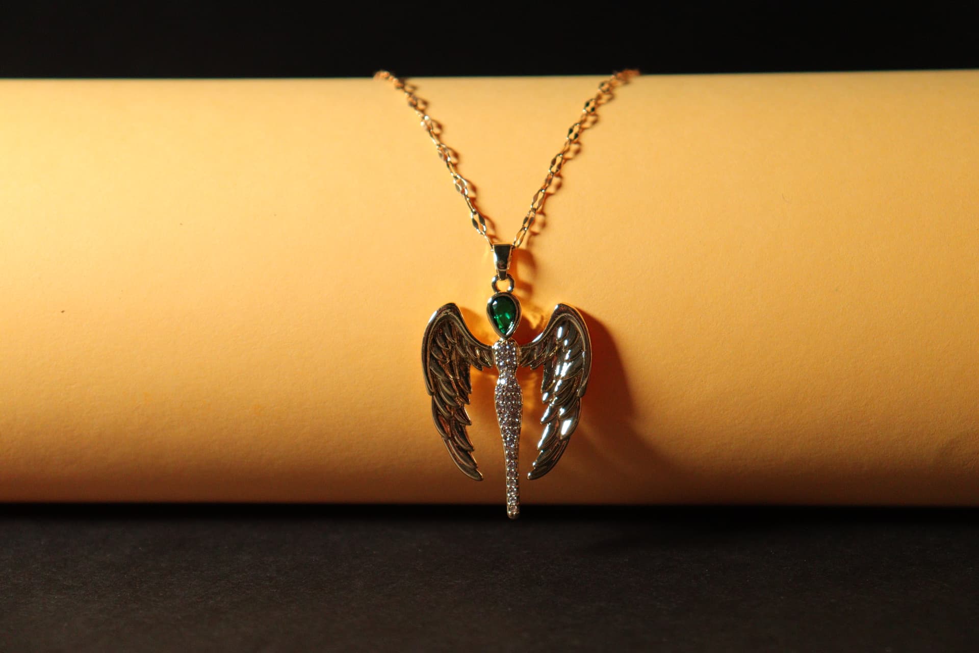 Emerald Guardian Angel Necklace