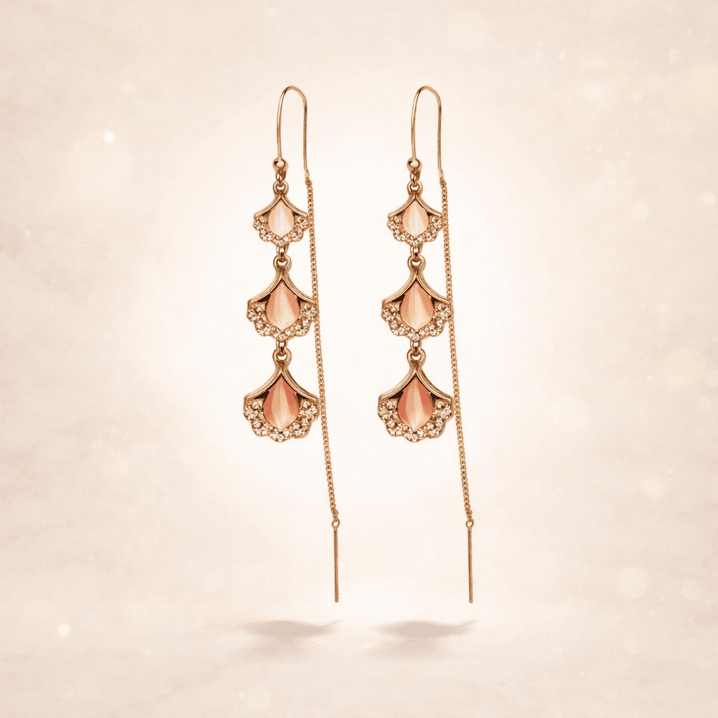 Blush Royale Triple Drop Threader Earring