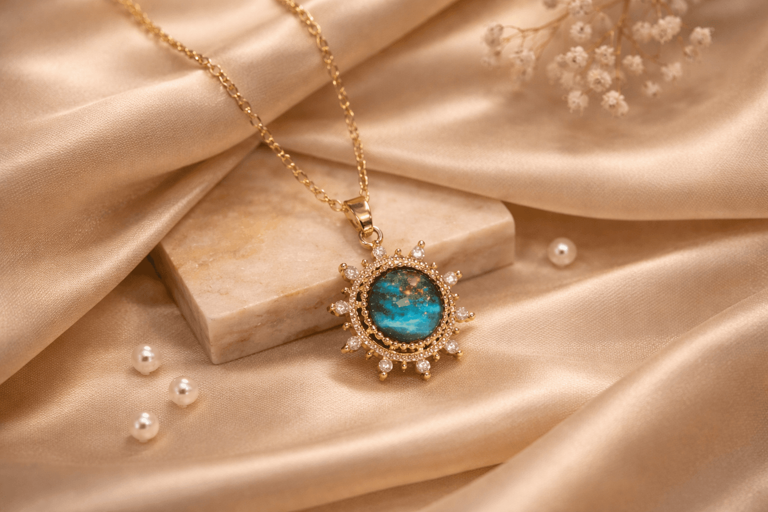 Ocean Aura Sunburst Necklace