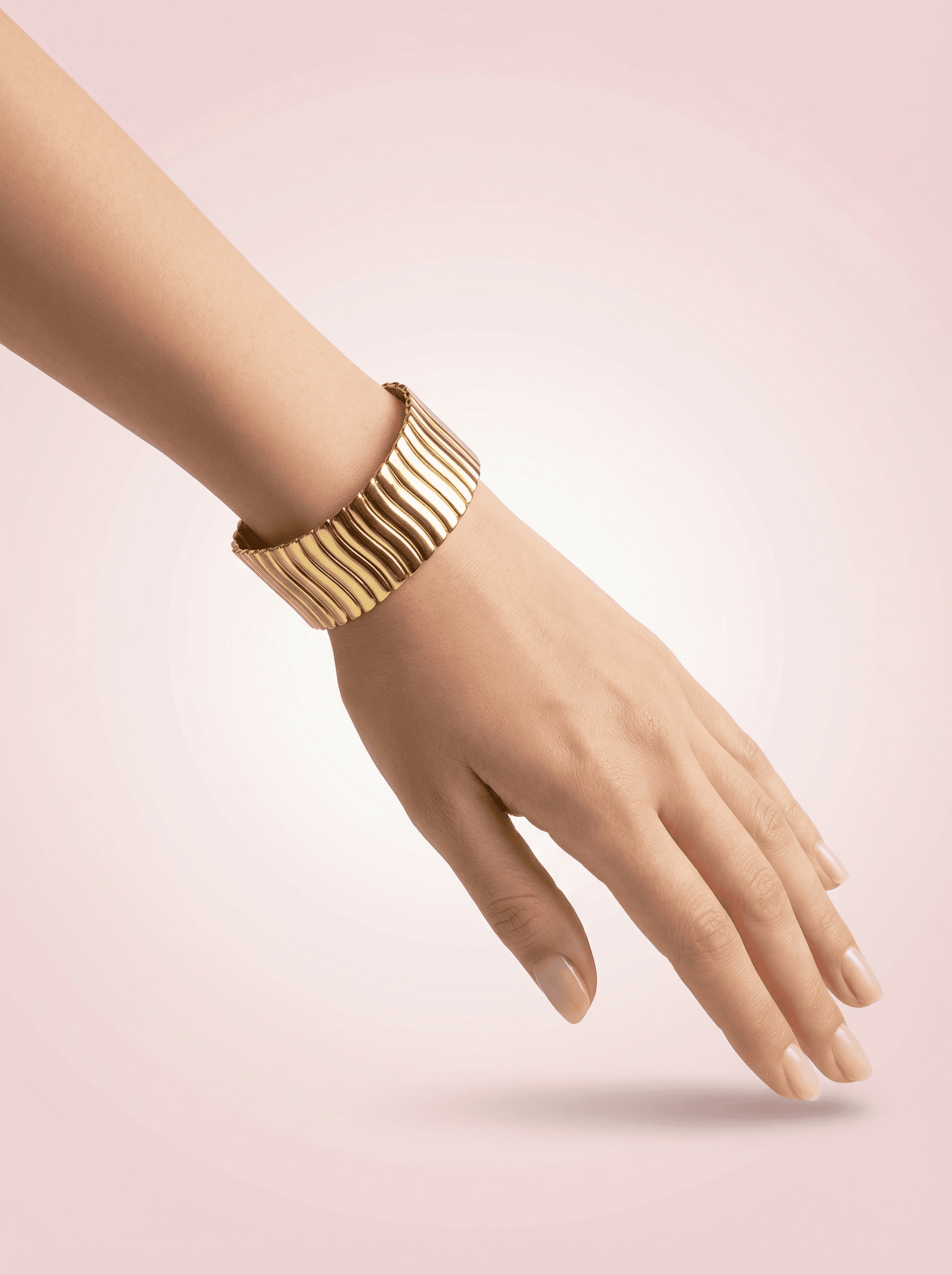 Wave Texture Gold Cuff