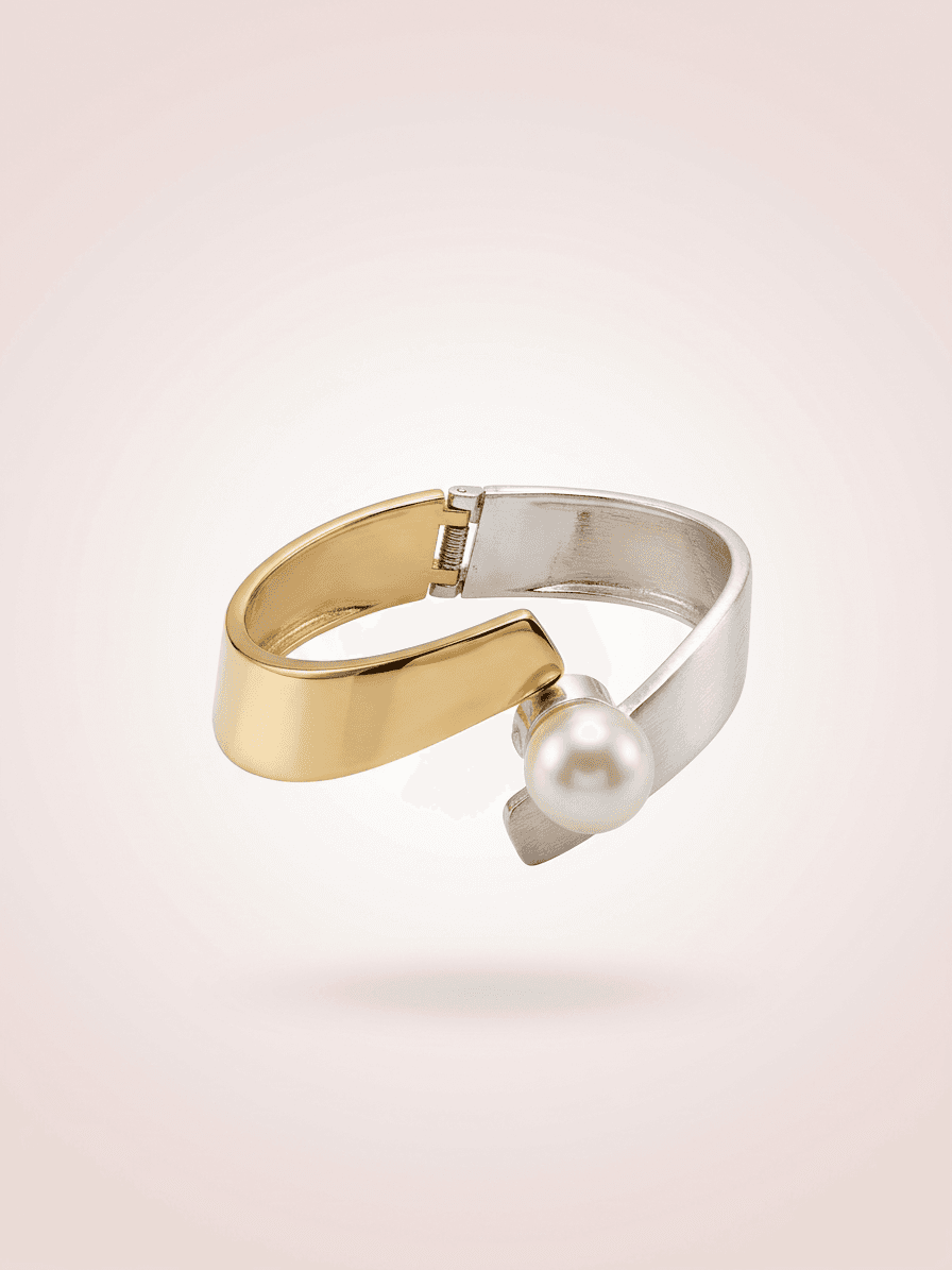 Dual Tone Pearl Statement Bracelet