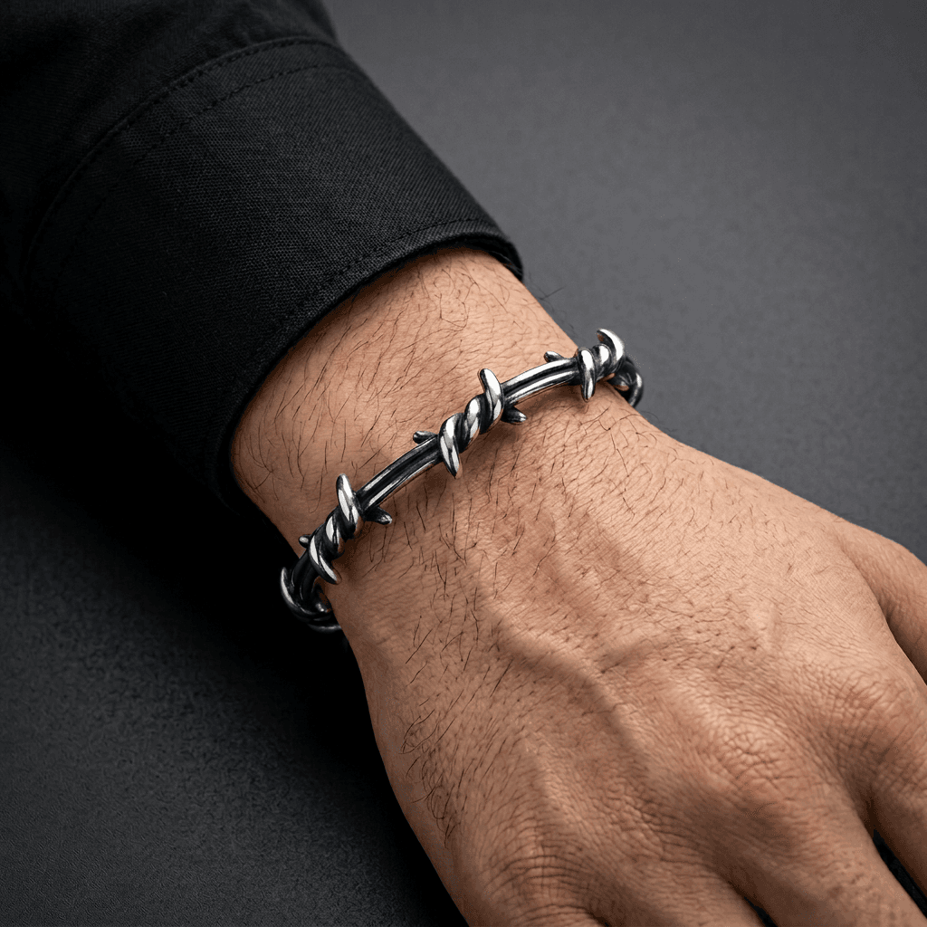 BLK Barbed Wire Steel Bracelet