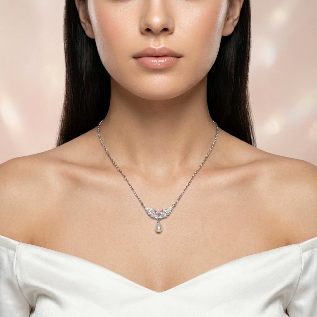 BLINK Angel Wings Pearl Drop Necklace