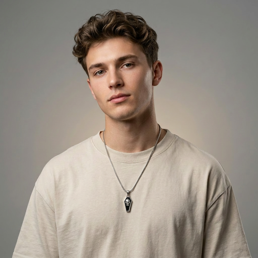 Blink Crimson Skull Black Coffin Pendant