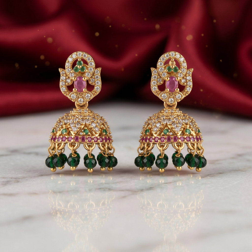 BLINK Emerald Luxe Dome Jhumkas