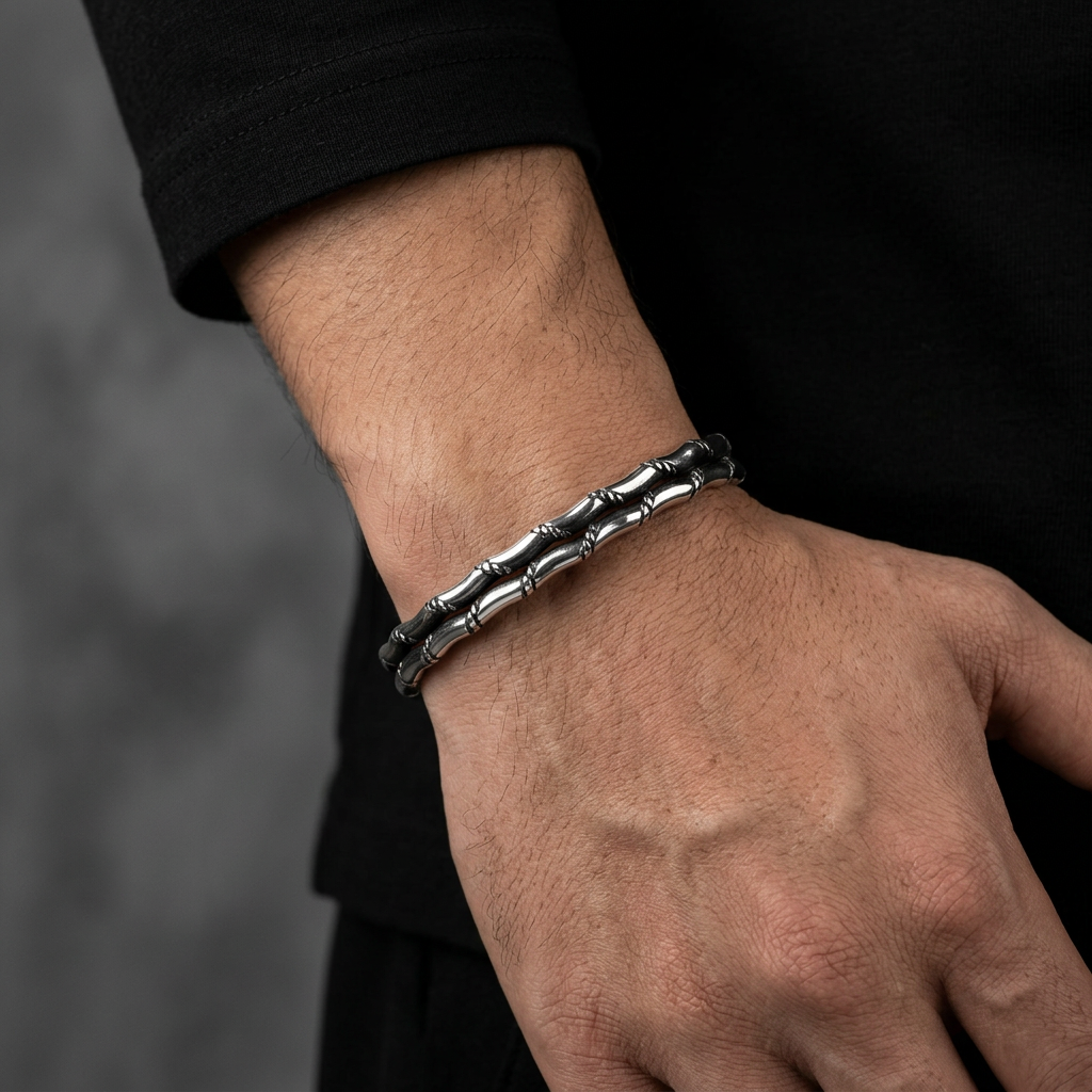BLK Bamboo Link Dual Tone Bracelet