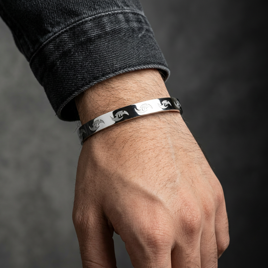 BLK Dual Tone Wave Engraved Cuff