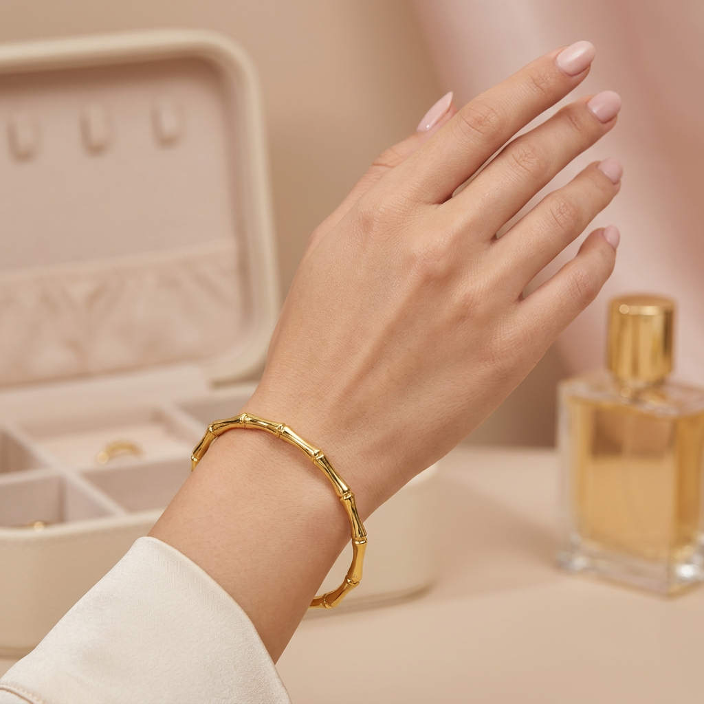 Golden Bamboo Link Bracelet