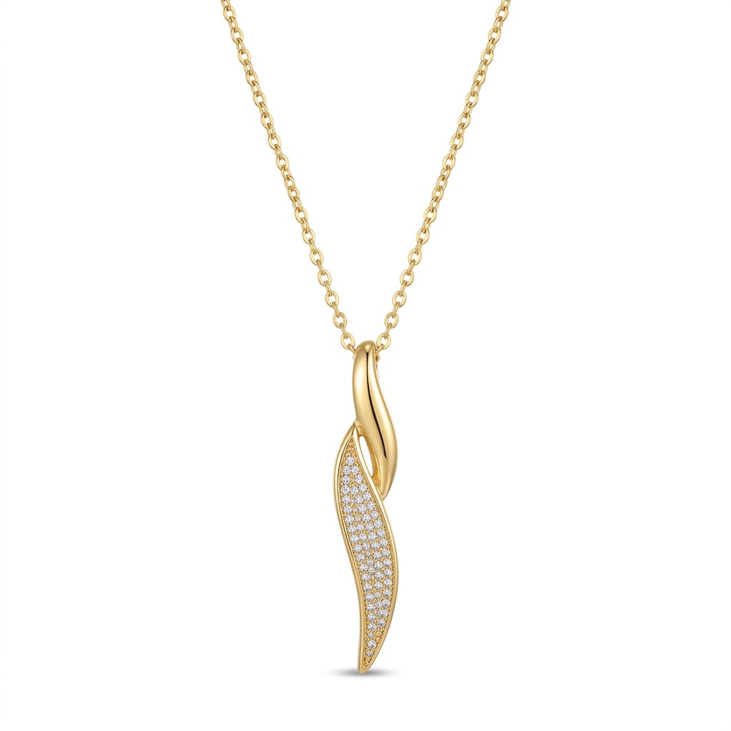 Golden Elegance Curve Pendant Necklace