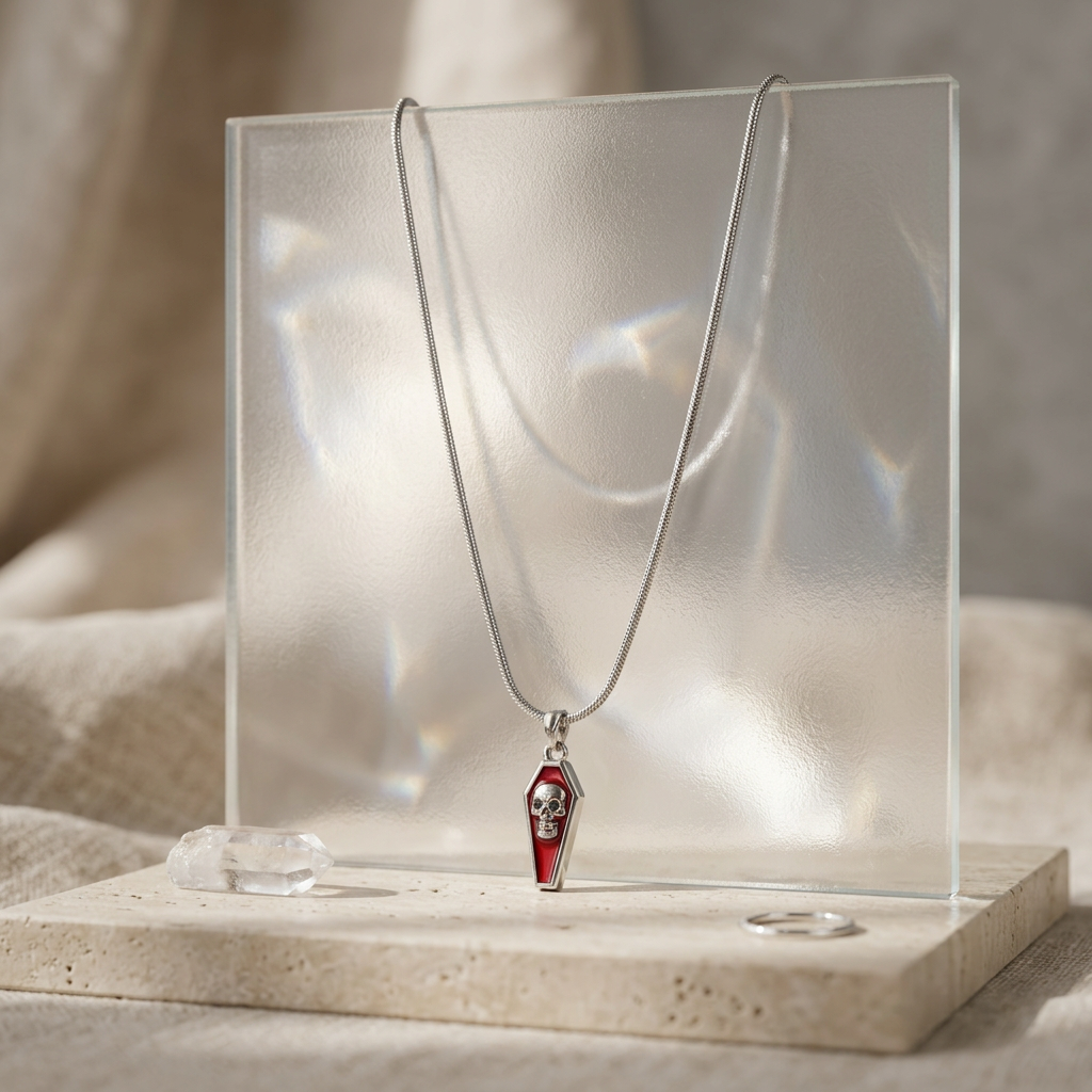 Blink Crimson Skull Coffin Red Pendant